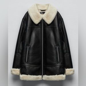 ZARA NWT DOUBLE FACED JACKET WITH FAUX FUR 🤍